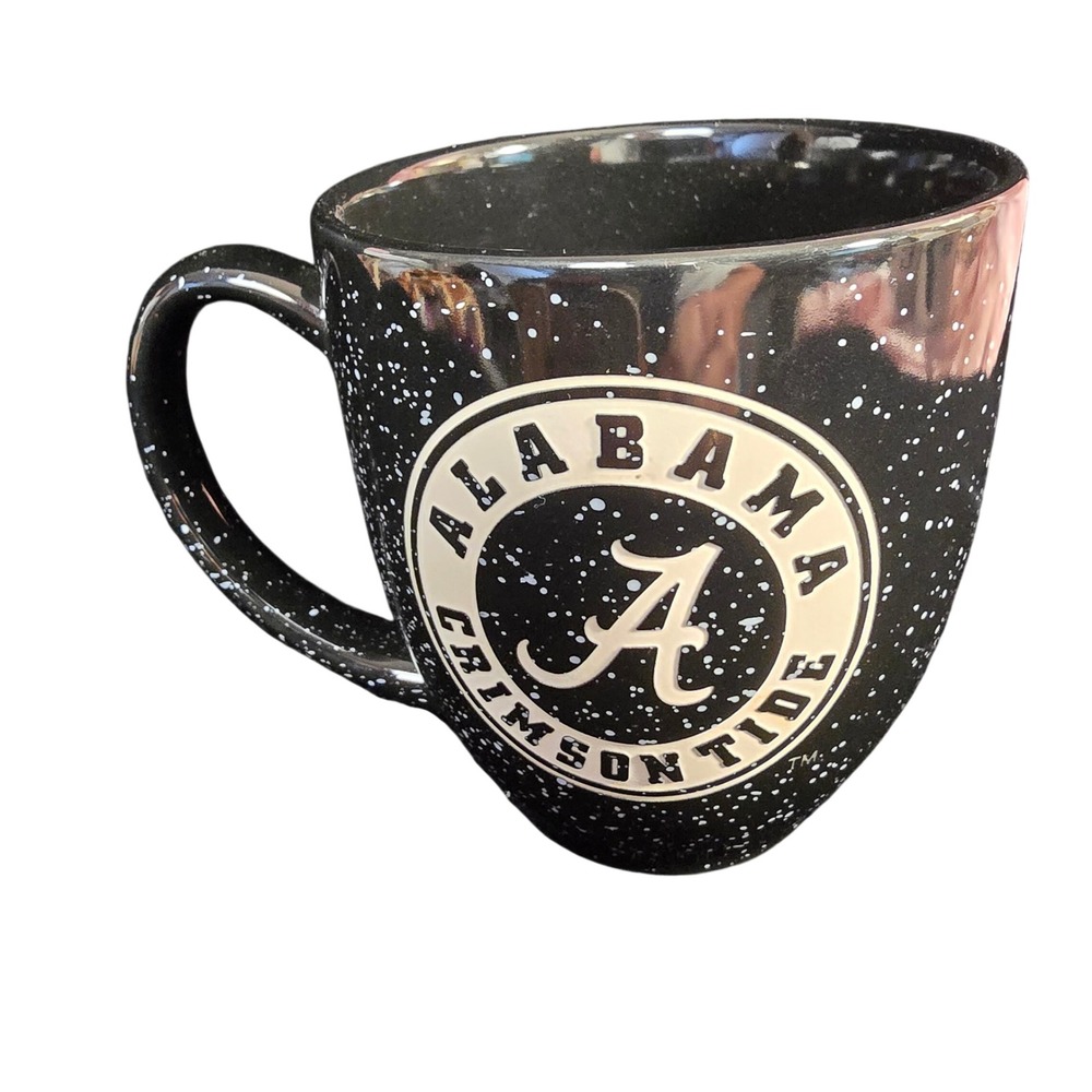 Alabama Crimson Tide Coffee Mug Black White Speckled Campfire Style Logo Cup